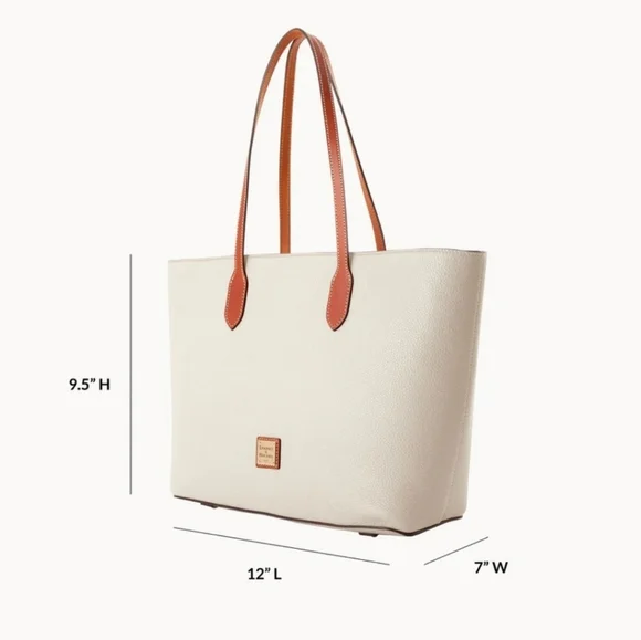 NWT Dooney & Bourke Large Ostrich Embossed Italian Leather Tote: Black & Tan